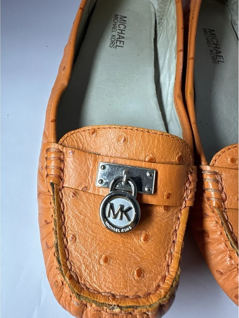 Michael Kors Casual Leather Flats Orange Croco pattern Loafers size 7.5 Shoes